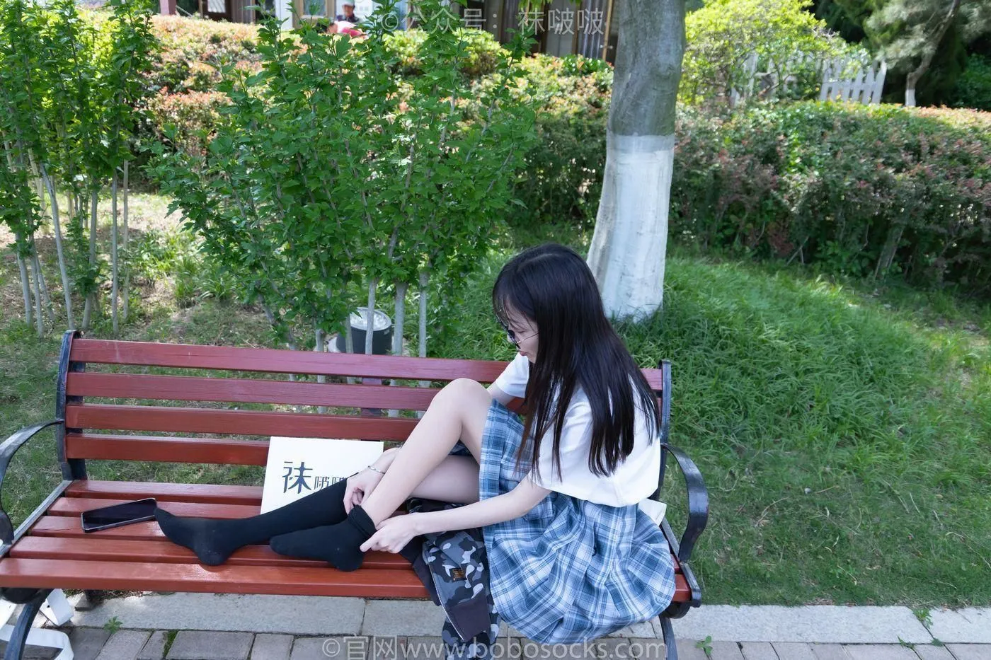 [BoBoSocks袜啵啵]NO.007 稚予-JK制服、皮鞋、黑色中筒棉袜、肉丝 [143P]插图9